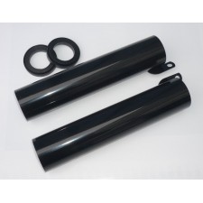 KRYTY PŘEDNÍHO TLUMIČE S GUMAMI (PLÁŠTĚ) - PÁR - ČERNÝ LAK - (DÉLKA 232MM) - ČZ 175/487 + 125/488 + 250/471,485 + 350/472